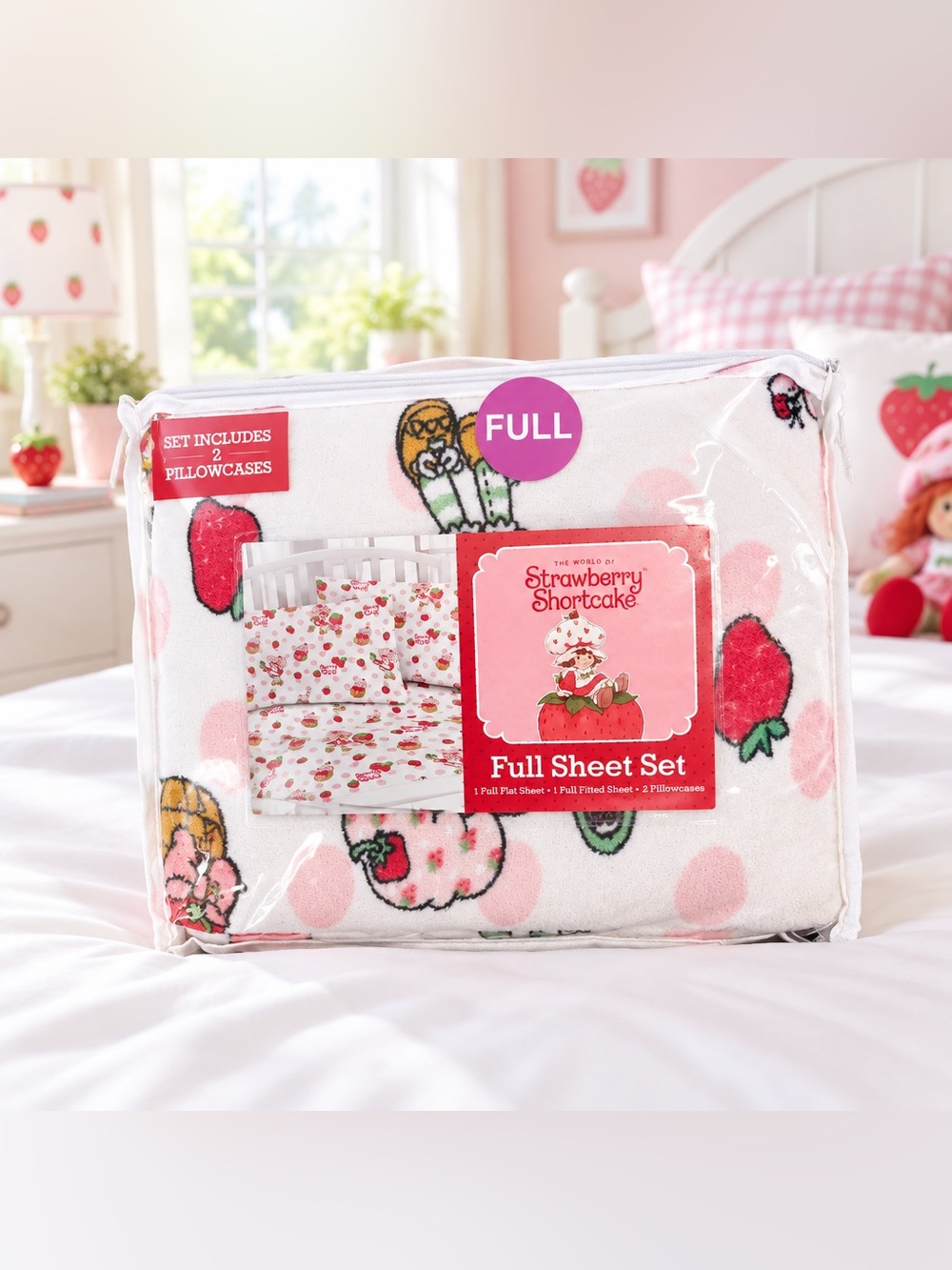 Strawberry Shortcake Full Sheet Set 4 Piece Soft Cozy Bedding New